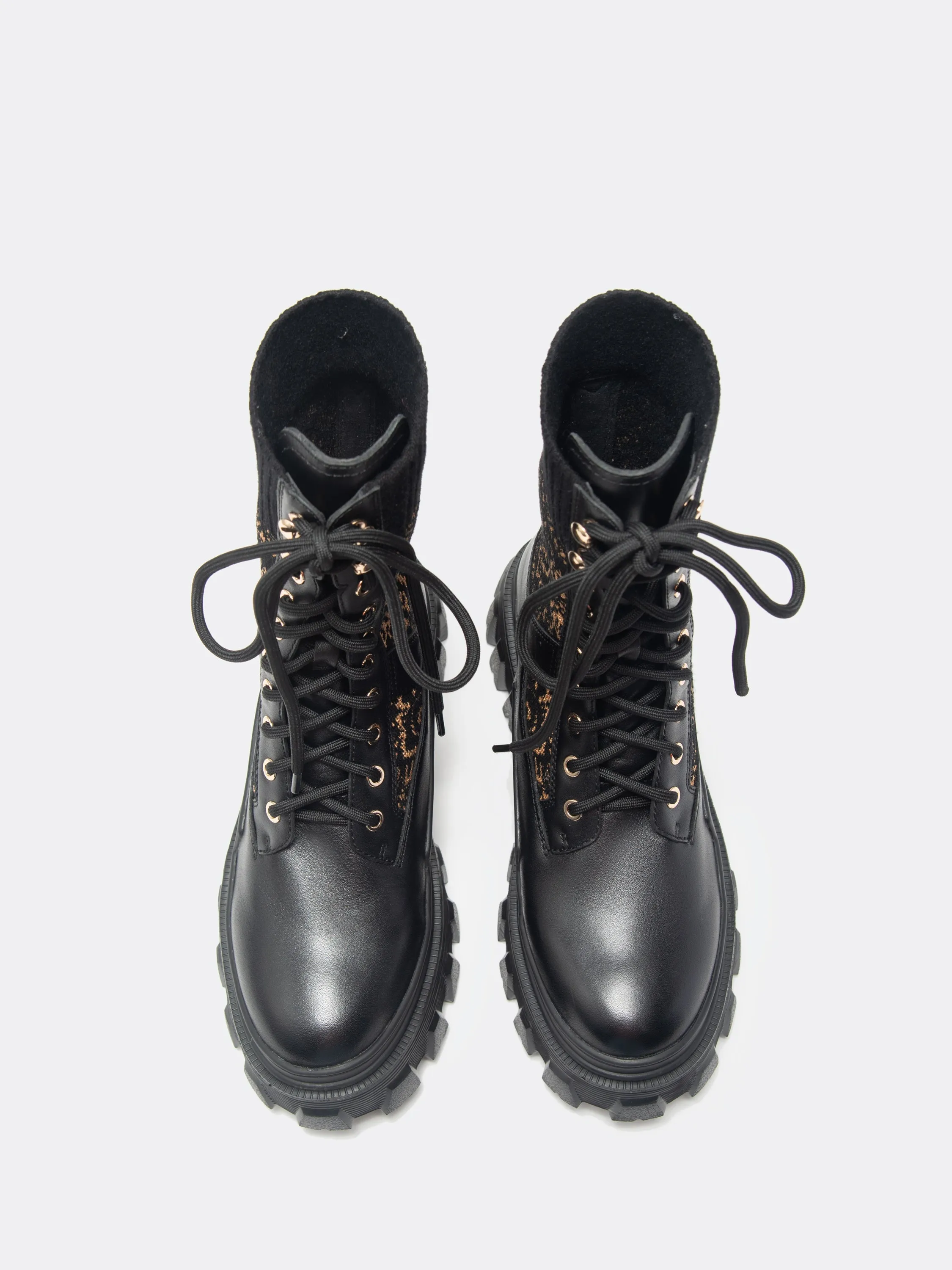 EP YAYING Knit Lace Up Platform Boots