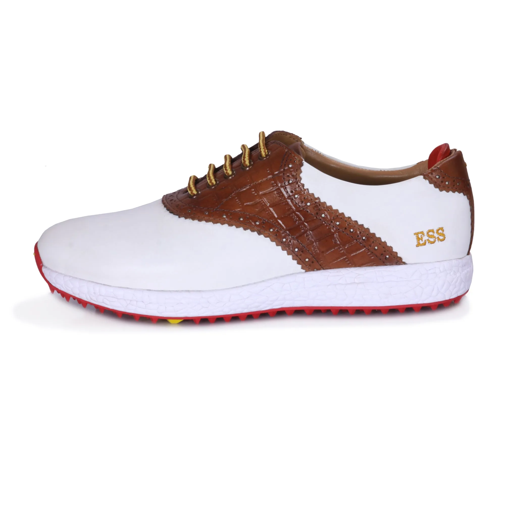 Euro White & Tan Golf Shoes