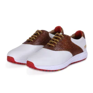 Euro White & Tan Golf Shoes