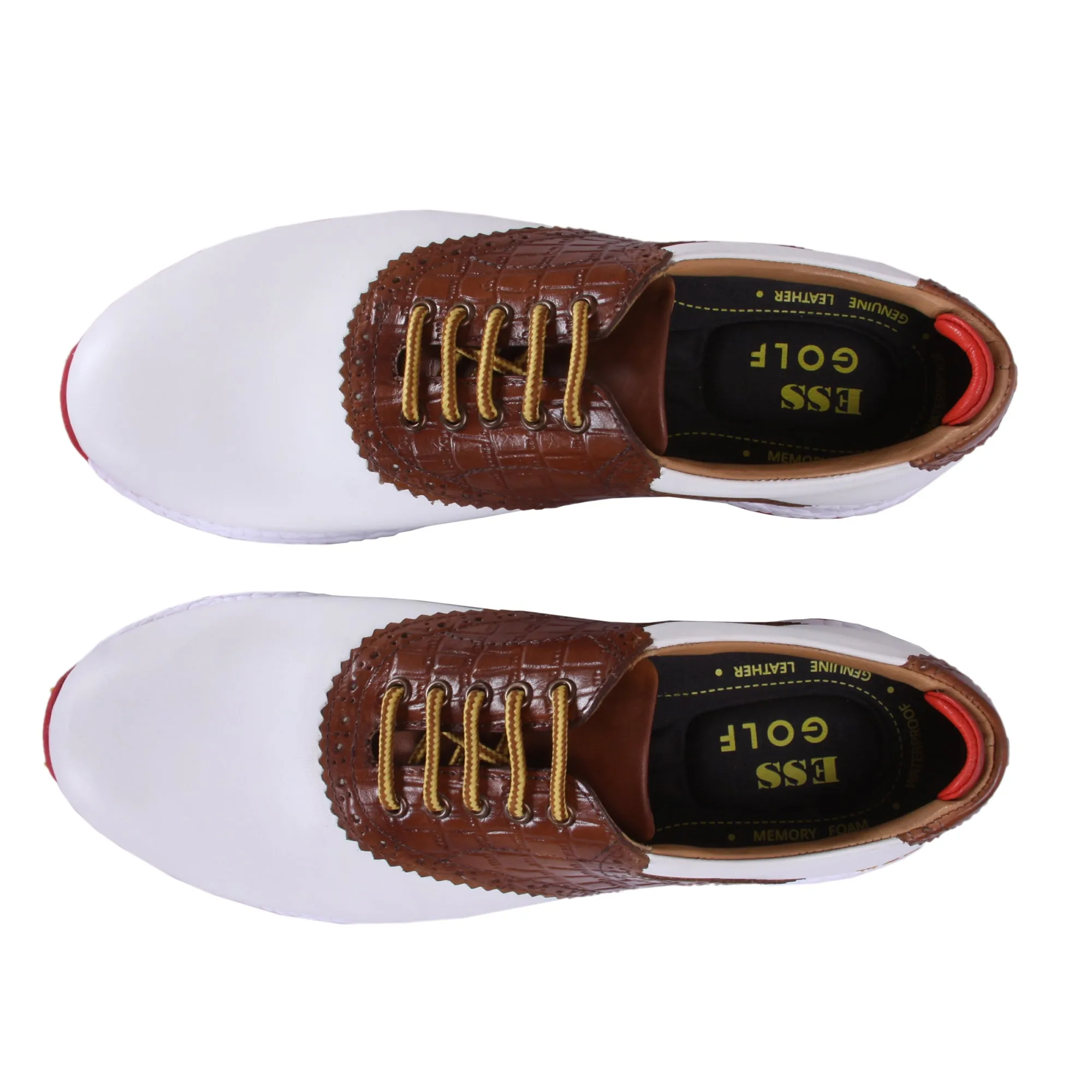 Euro White & Tan Golf Shoes