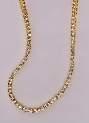 Fashion Gold Tone Tennis Necklace 20”