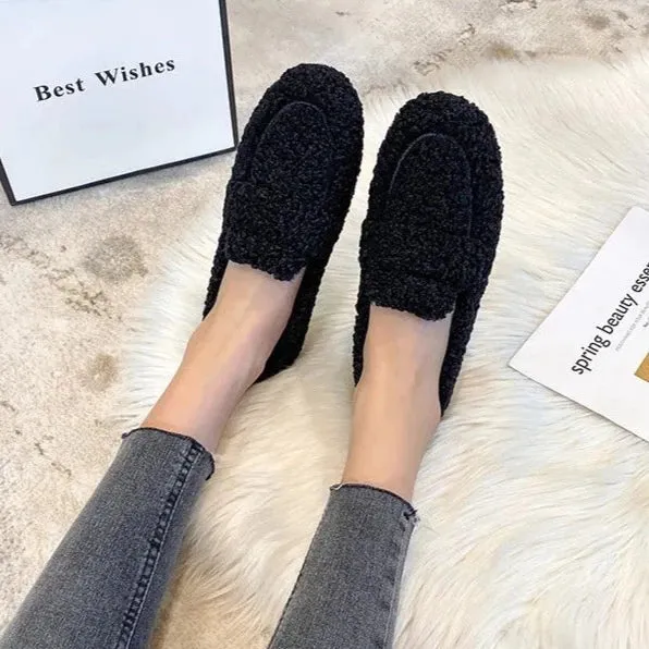 Faux Lambs Wool Driving Loafers