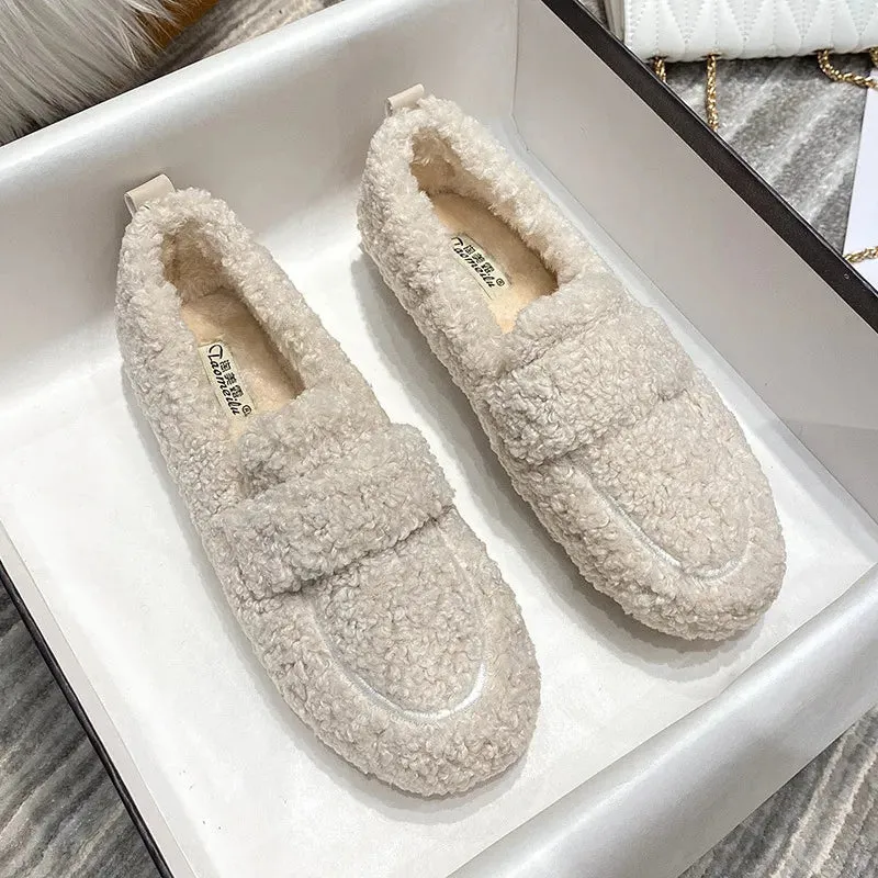 Faux Lambs Wool Driving Loafers