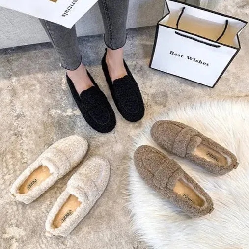 Faux Lambs Wool Driving Loafers