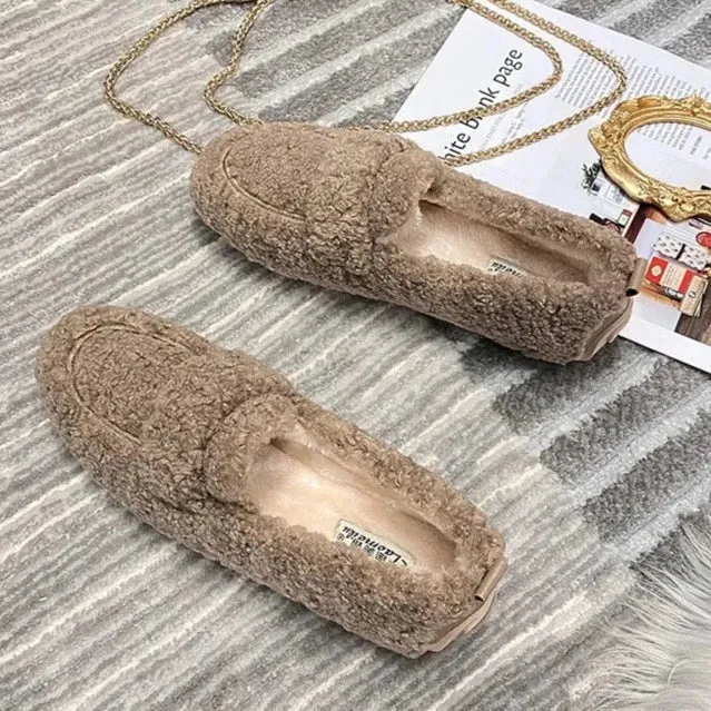 Faux Lambs Wool Driving Loafers