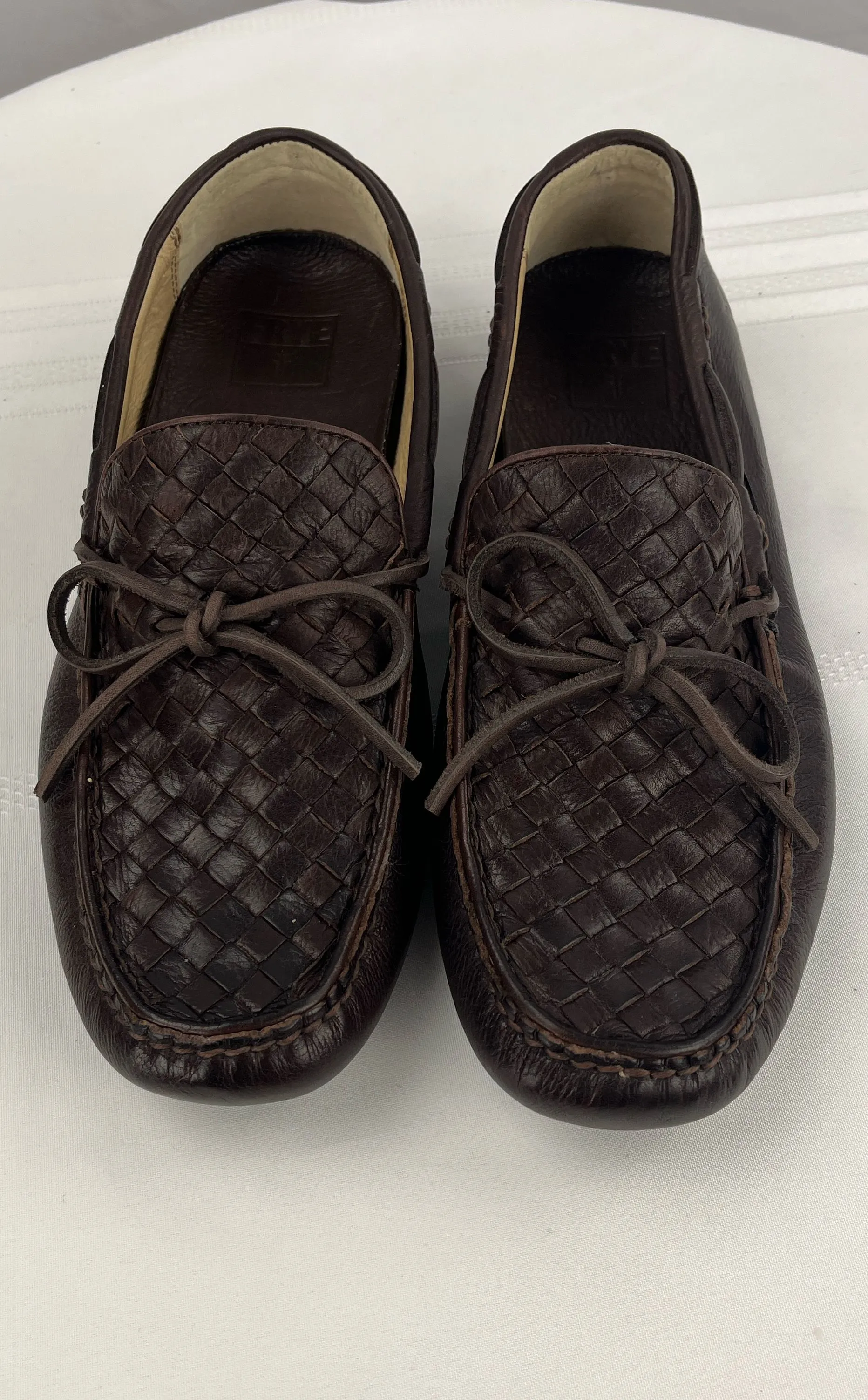 Frye Men's West Woven Driver Brown Casual Slip On Driving Shoes Loafers Sz 10.5