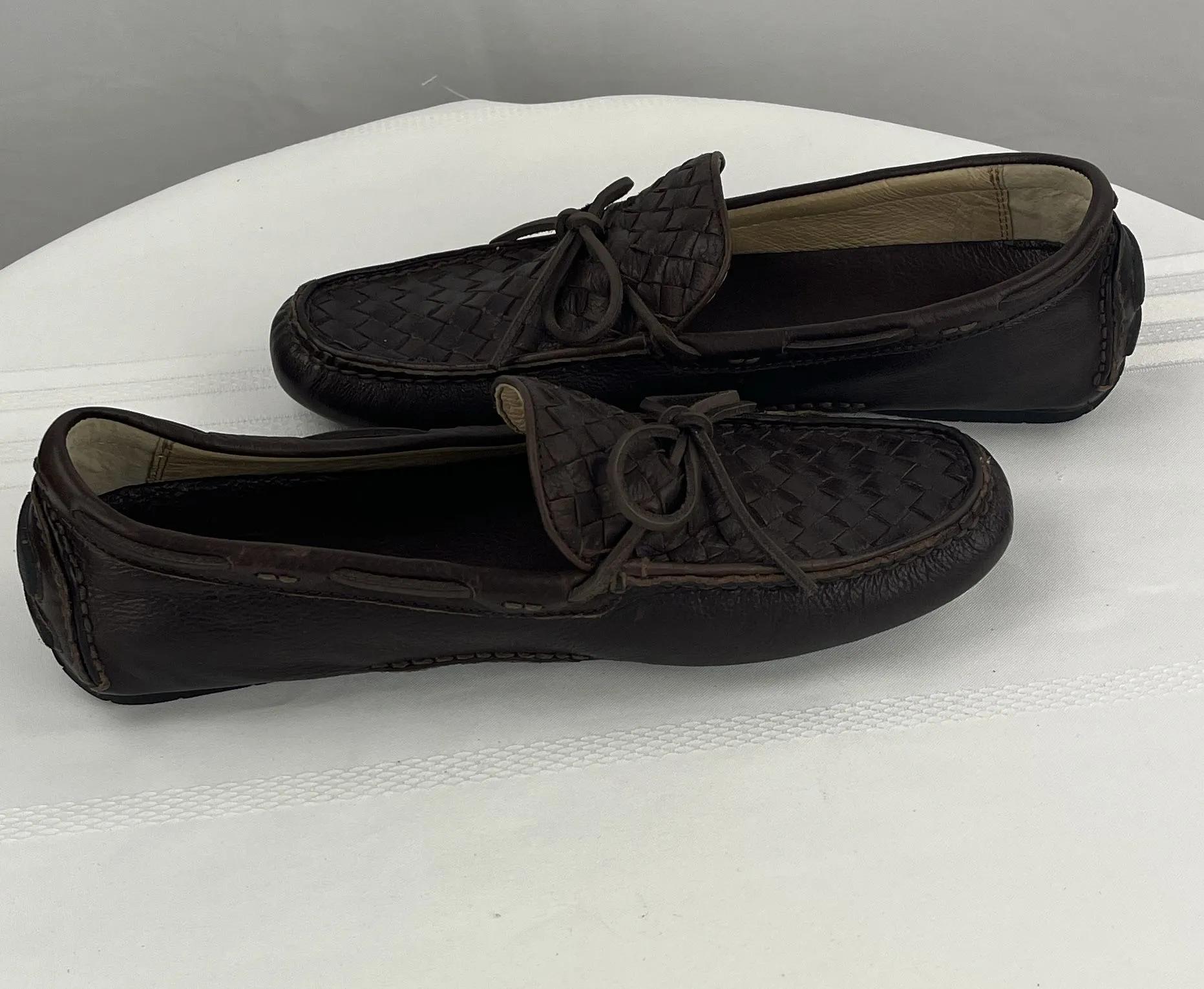 Frye Men's West Woven Driver Brown Casual Slip On Driving Shoes Loafers Sz 10.5