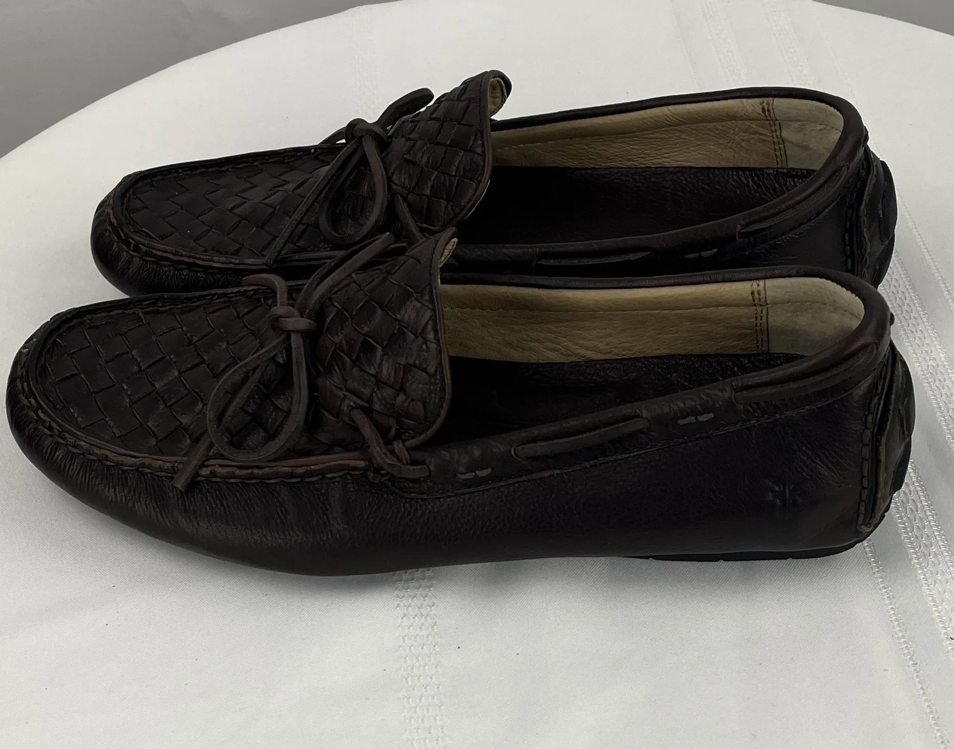 Frye Men's West Woven Driver Brown Casual Slip On Driving Shoes Loafers Sz 10.5