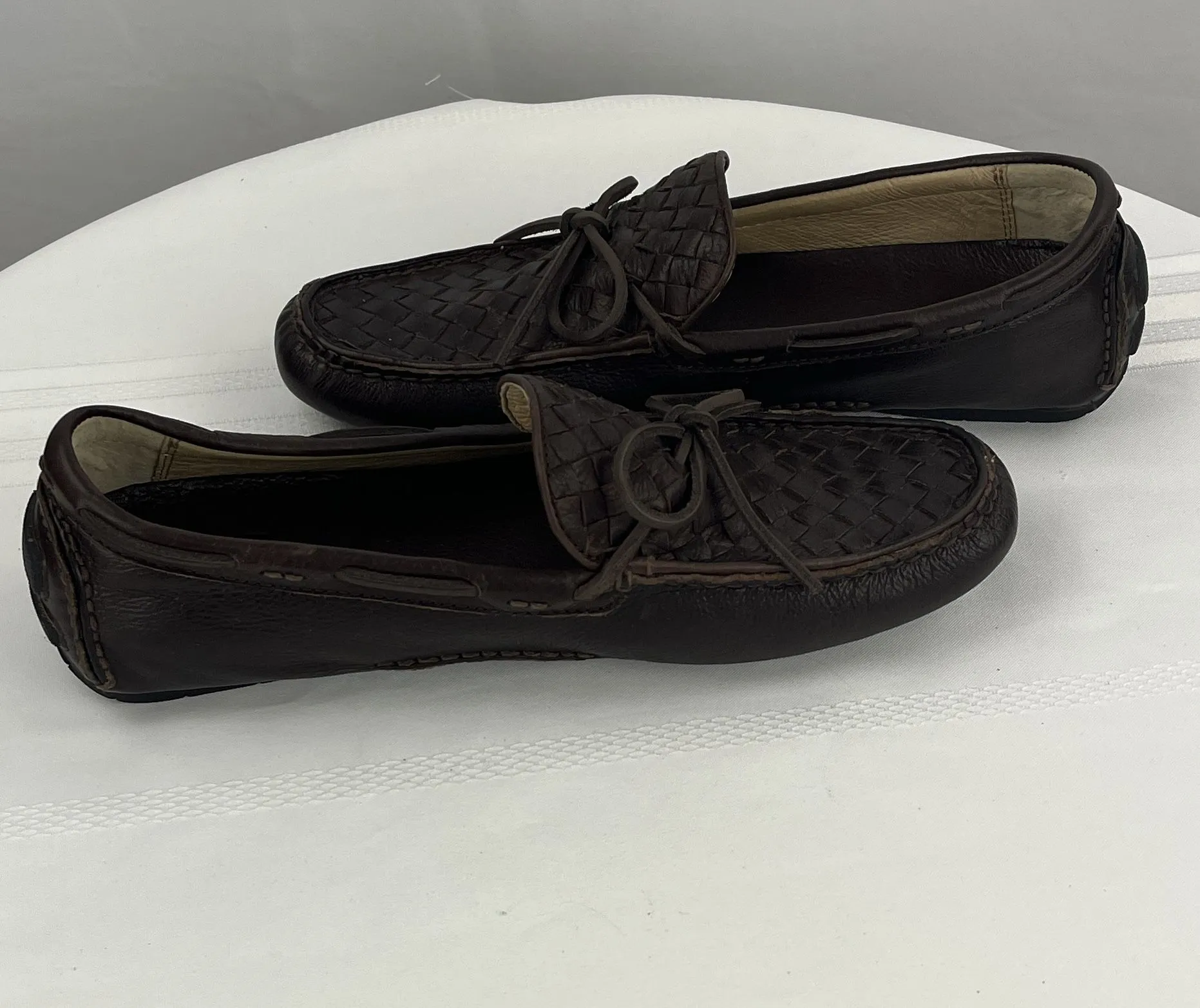 Frye Men's West Woven Driver Brown Casual Slip On Driving Shoes Loafers Sz 10.5