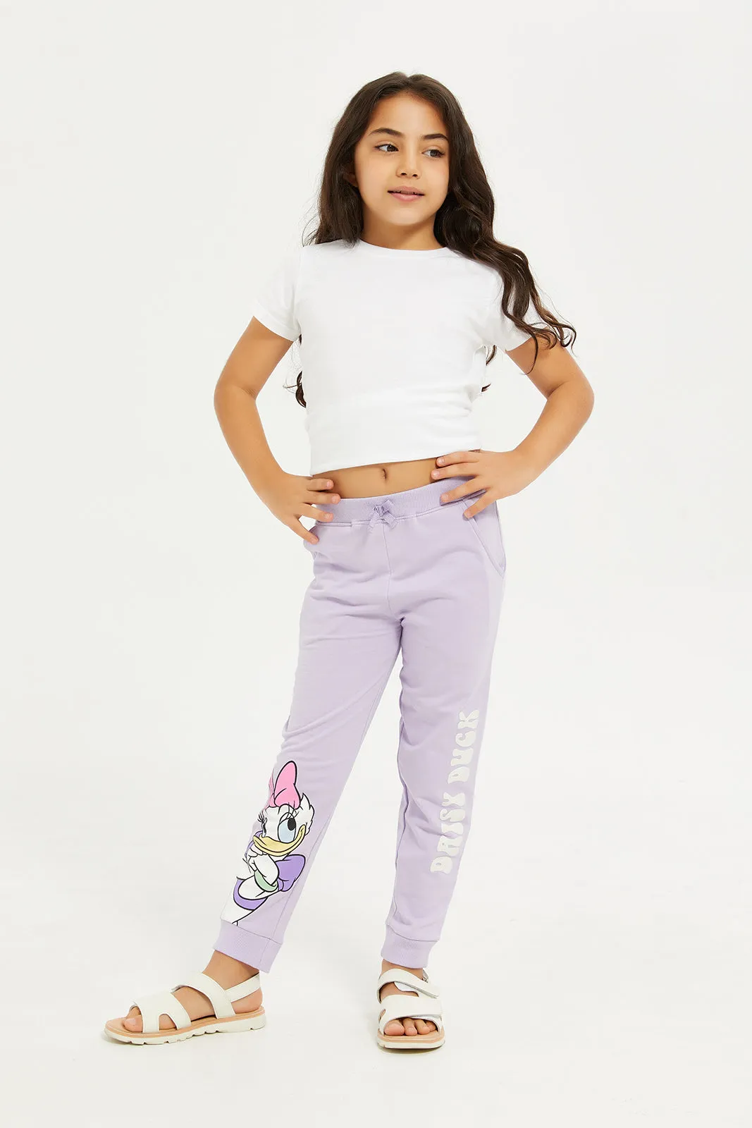 Girls Lilac Daisy Jogger