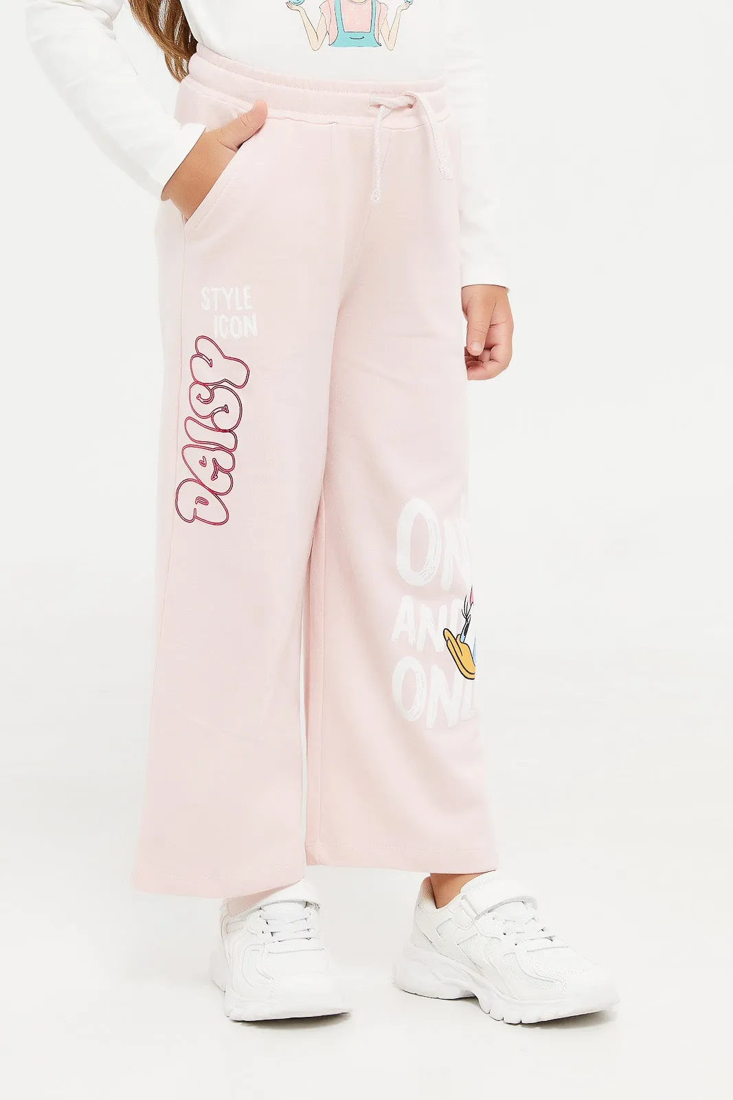 Girls Pink Daisy Track Pant