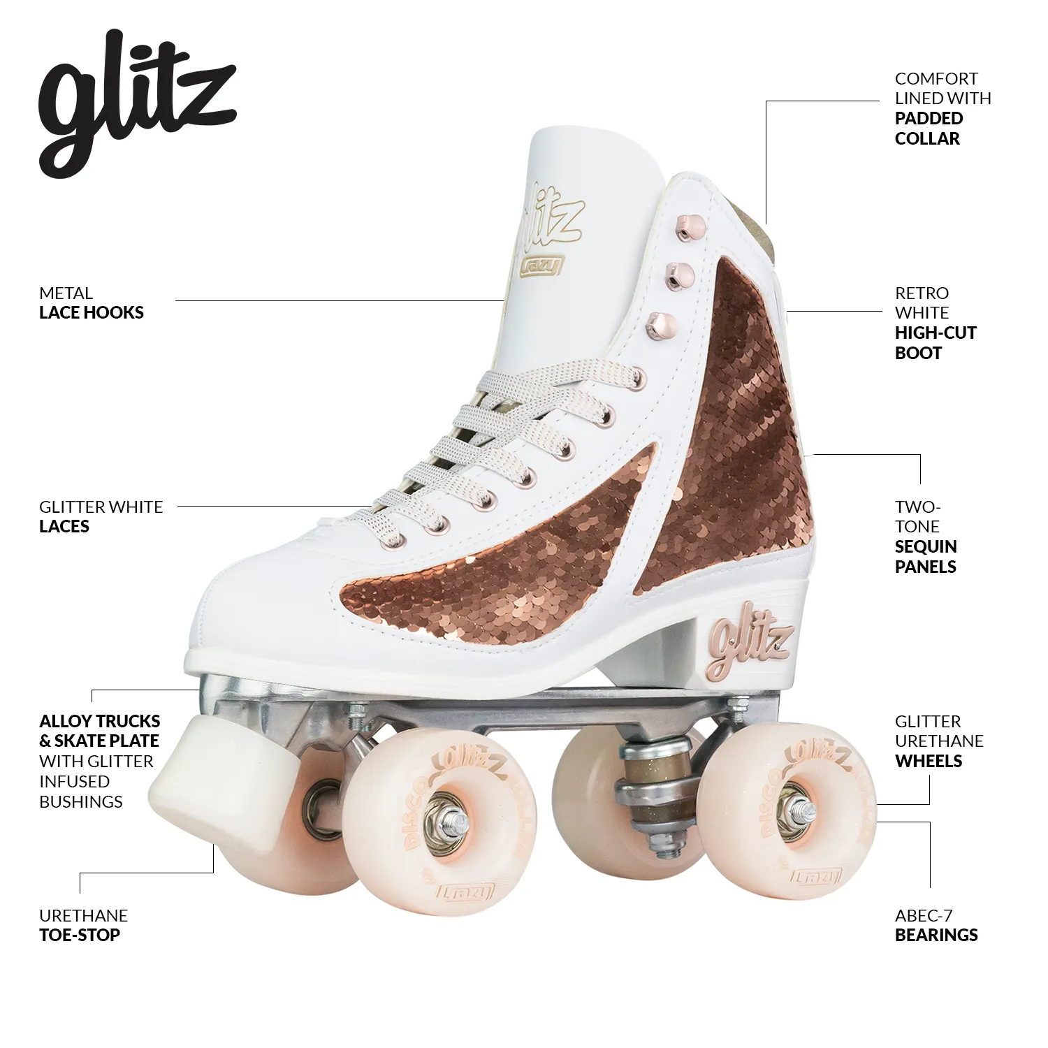 GLITZ Rose Gold - Roller Skates