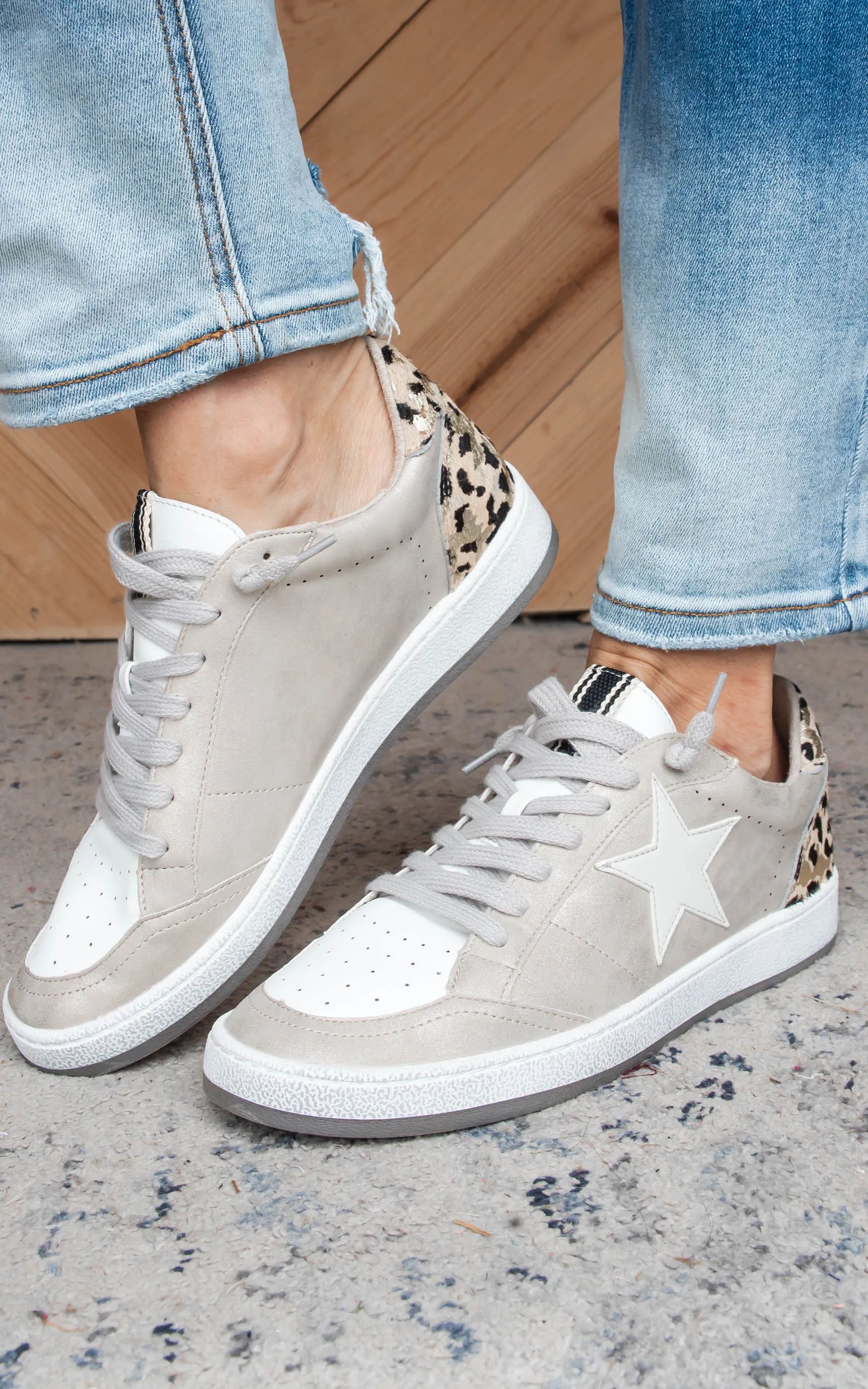 Gold Distressed Paz Sneaker - Shu Shop