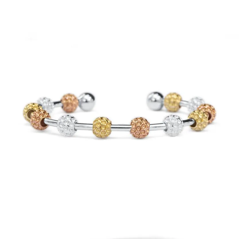 Golf Goddess Gift Set - Tricolor Golf Ball Bead Stroke Counter Bracelet and Gold Golf Ball Earrings