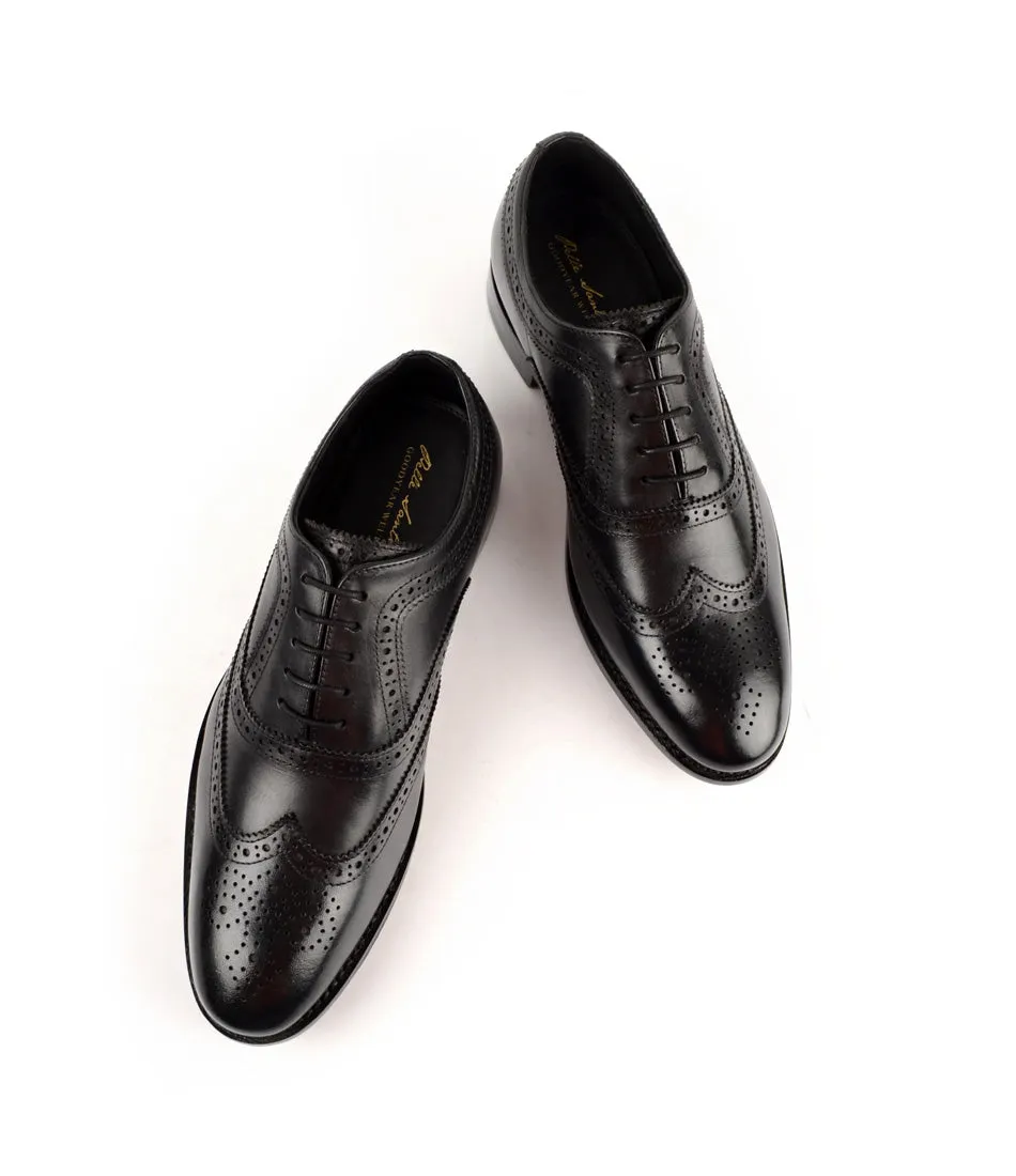 Goodyear Welted - Full Brogue Oxfords - Black