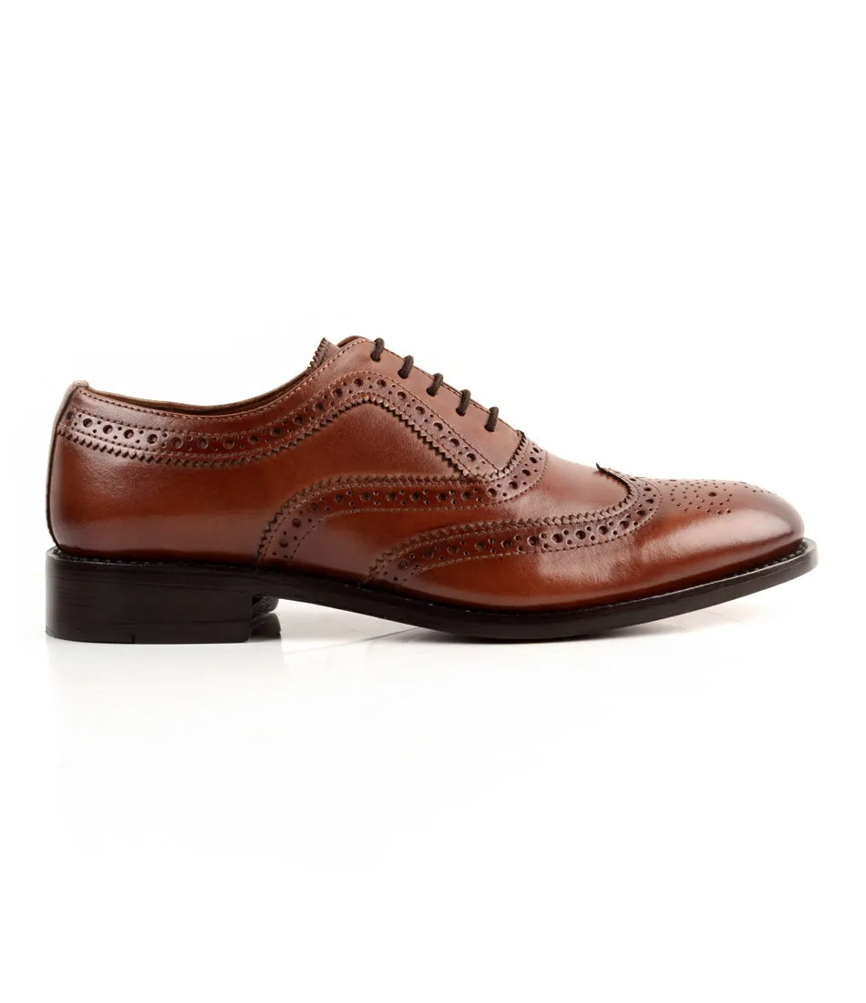 Goodyear Welted - Full Brogue Oxfords - Cognac