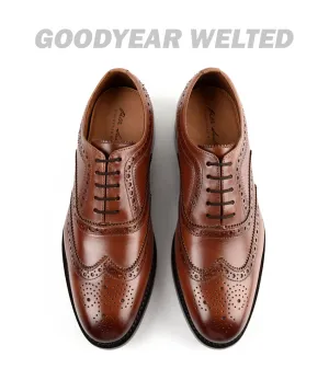 Goodyear Welted - Full Brogue Oxfords - Cognac