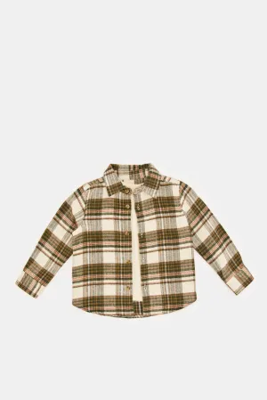 Infant Boys Green And Cream Checkered Shirt Set (2 Piece)