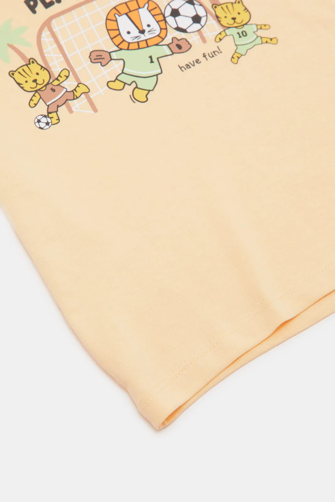 Infant Boys Orange Lion Printed T-Shirt