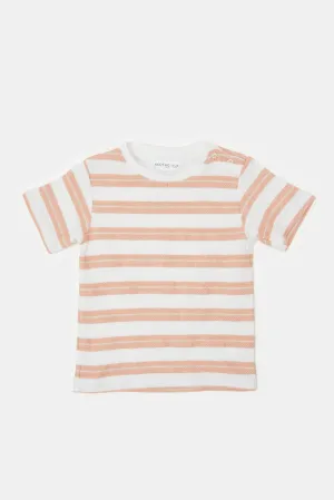 Infant Boys White Striped T-Shirt