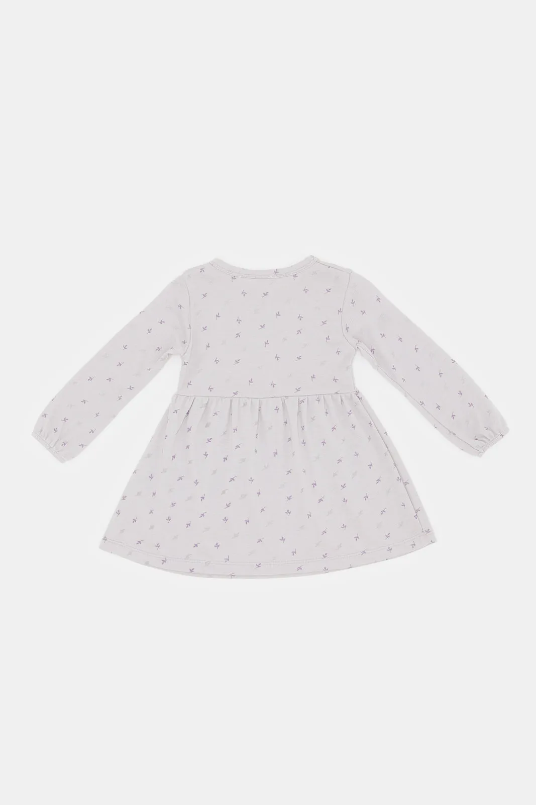 Infant Girls Grey Printed Dress