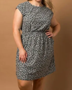 Jade Cheeta Dress In Grey And Jade Print | Grey And Jade Print