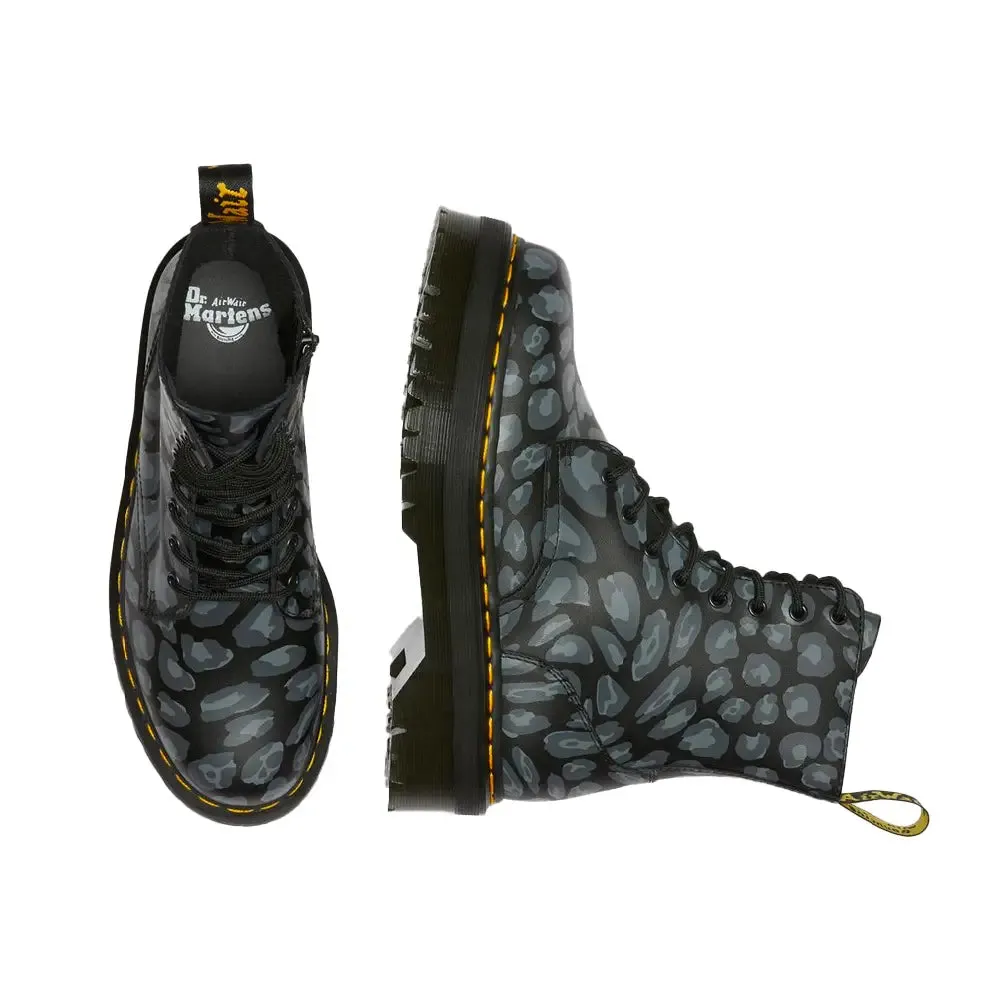 Jadon Black Distorted Leopard Backhand Boots