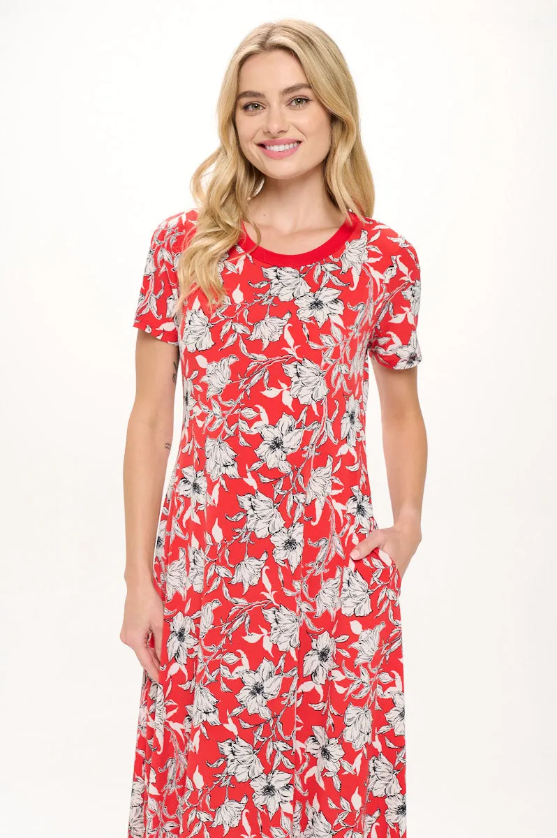 Jenesis Crewneck T-Shirt A-line Dress with Pockets