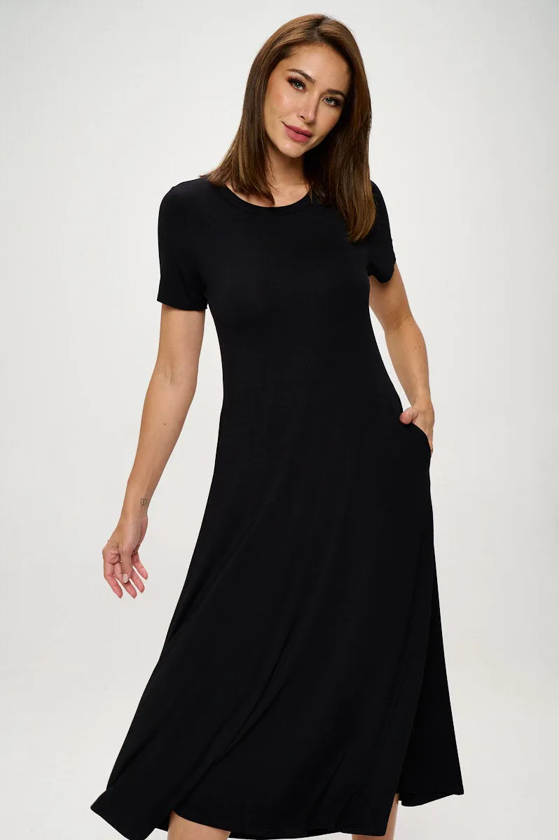 Jenesis Crewneck T-Shirt A-line Dress with Pockets