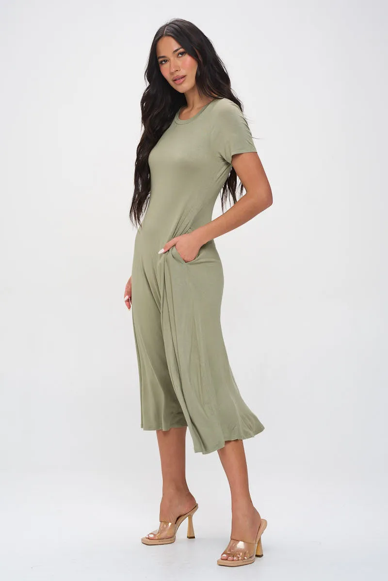 Jenesis Crewneck T-Shirt A-line Dress with Pockets