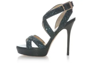 Jimmy Choo Navy Lottie Course Winter Glitter Vamps