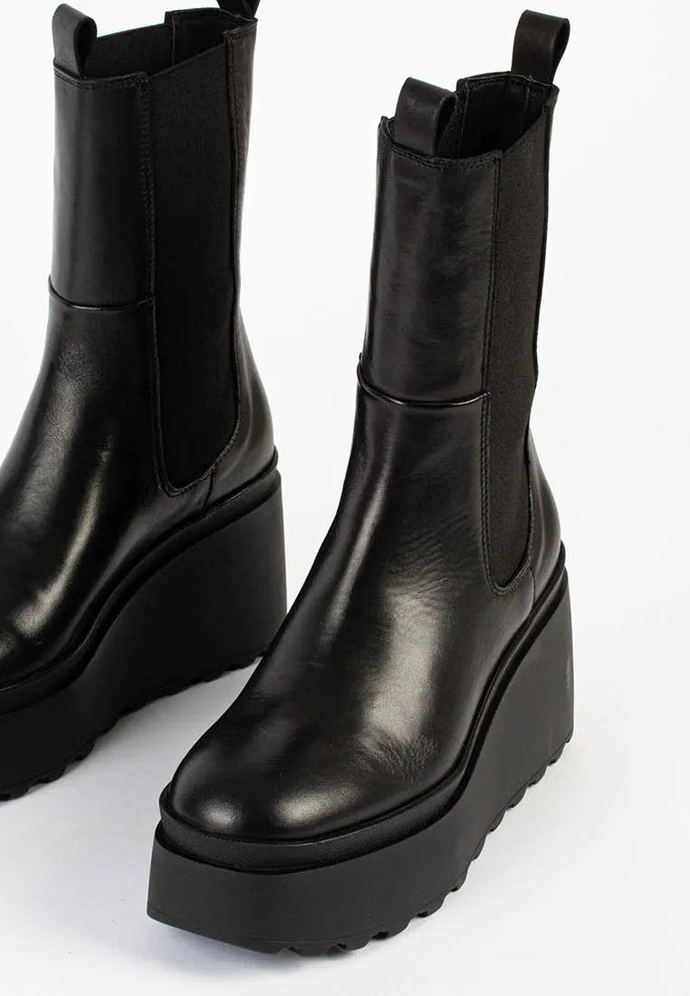 Kajsa Black Platform Chelsea Boots