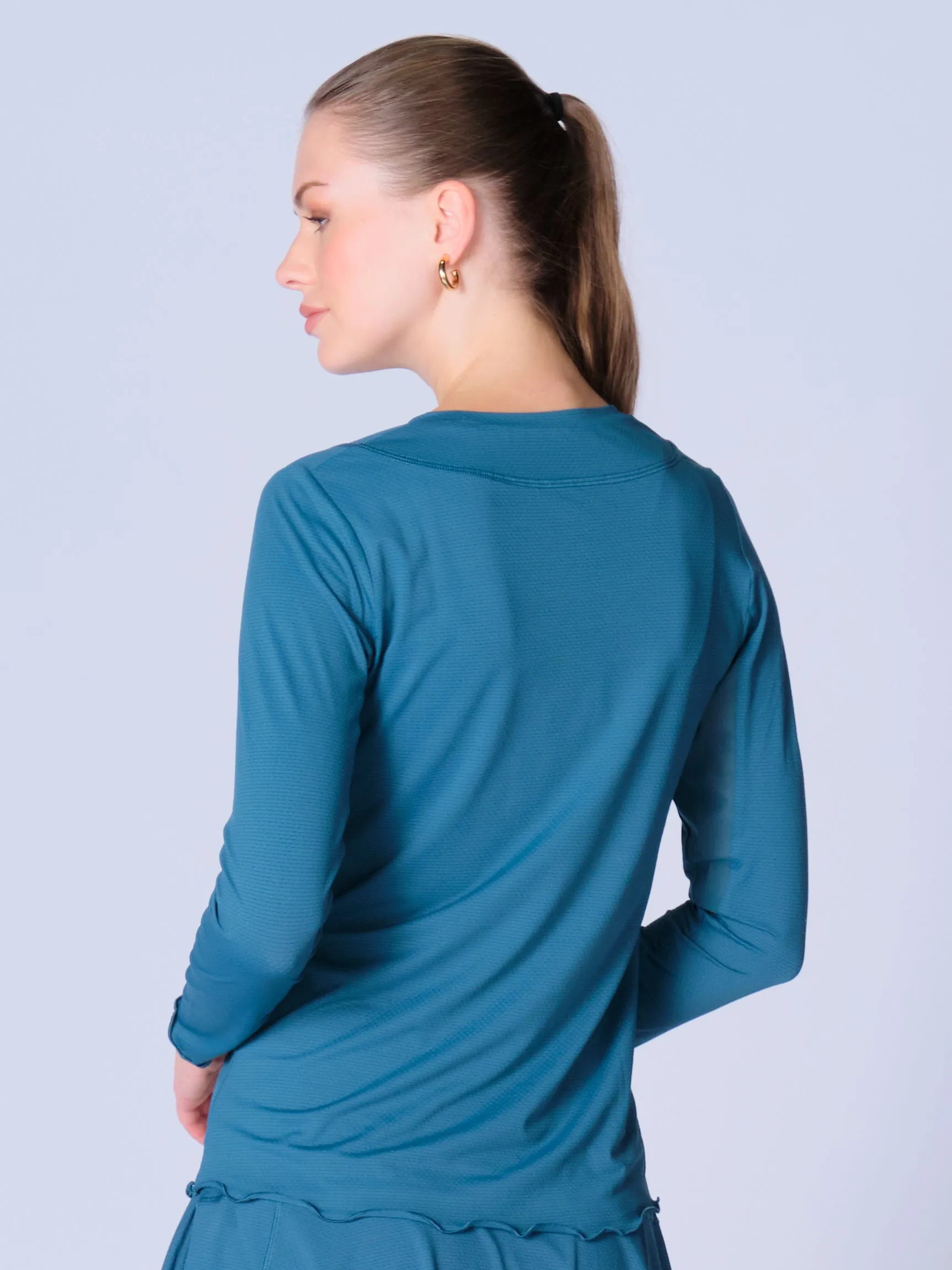 Kate Long Sleeve Top with Pearl Edge