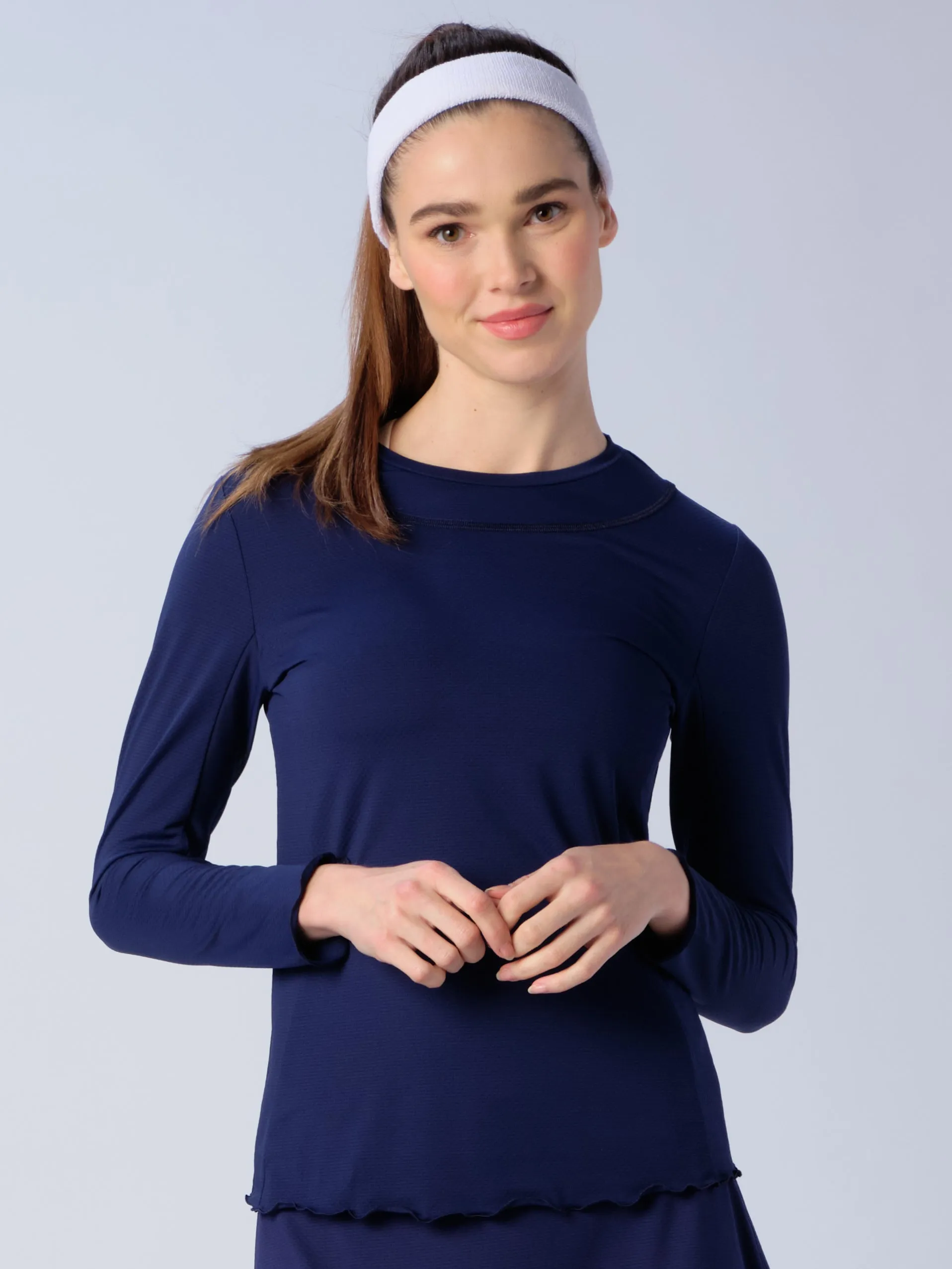 Kate Long Sleeve Top with Pearl Edge