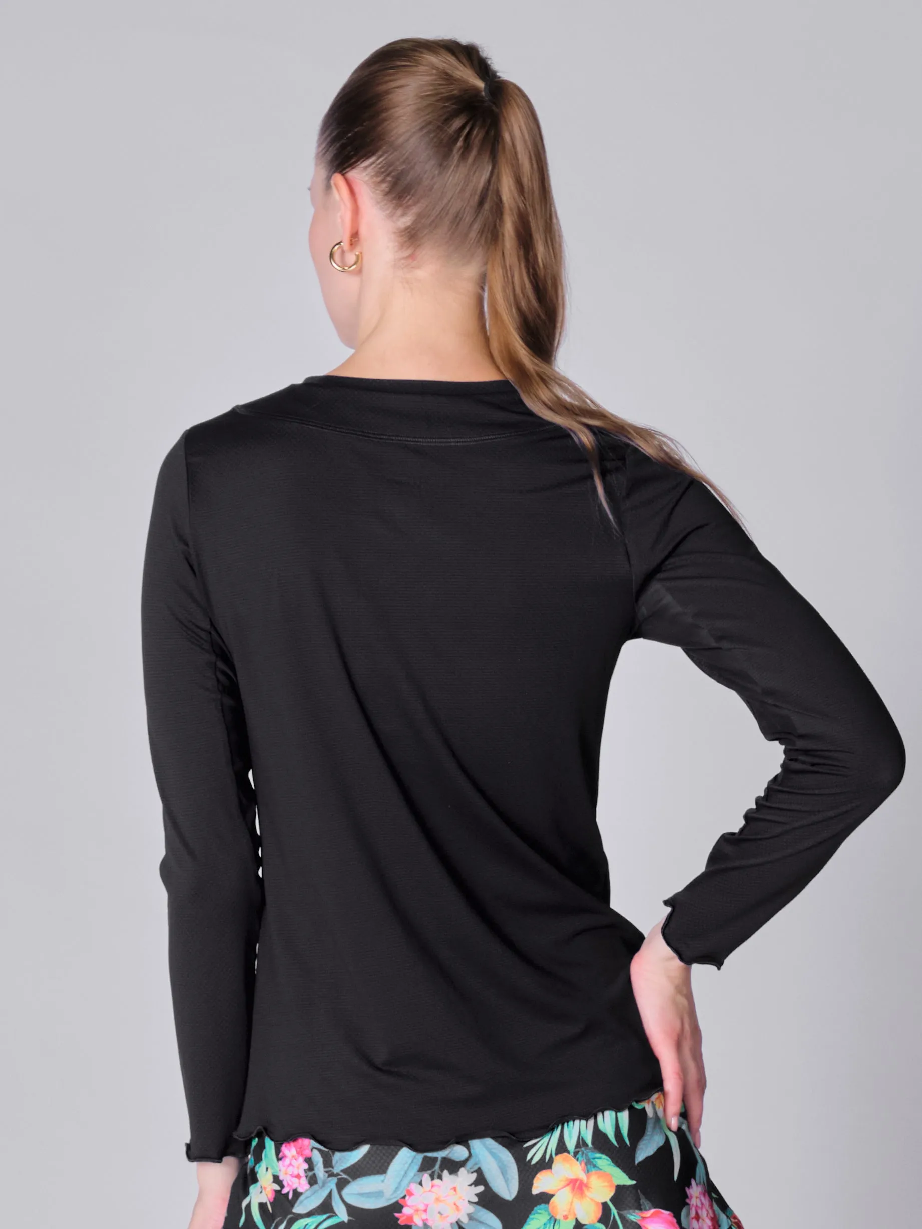 Kate Long Sleeve Top with Pearl Edge