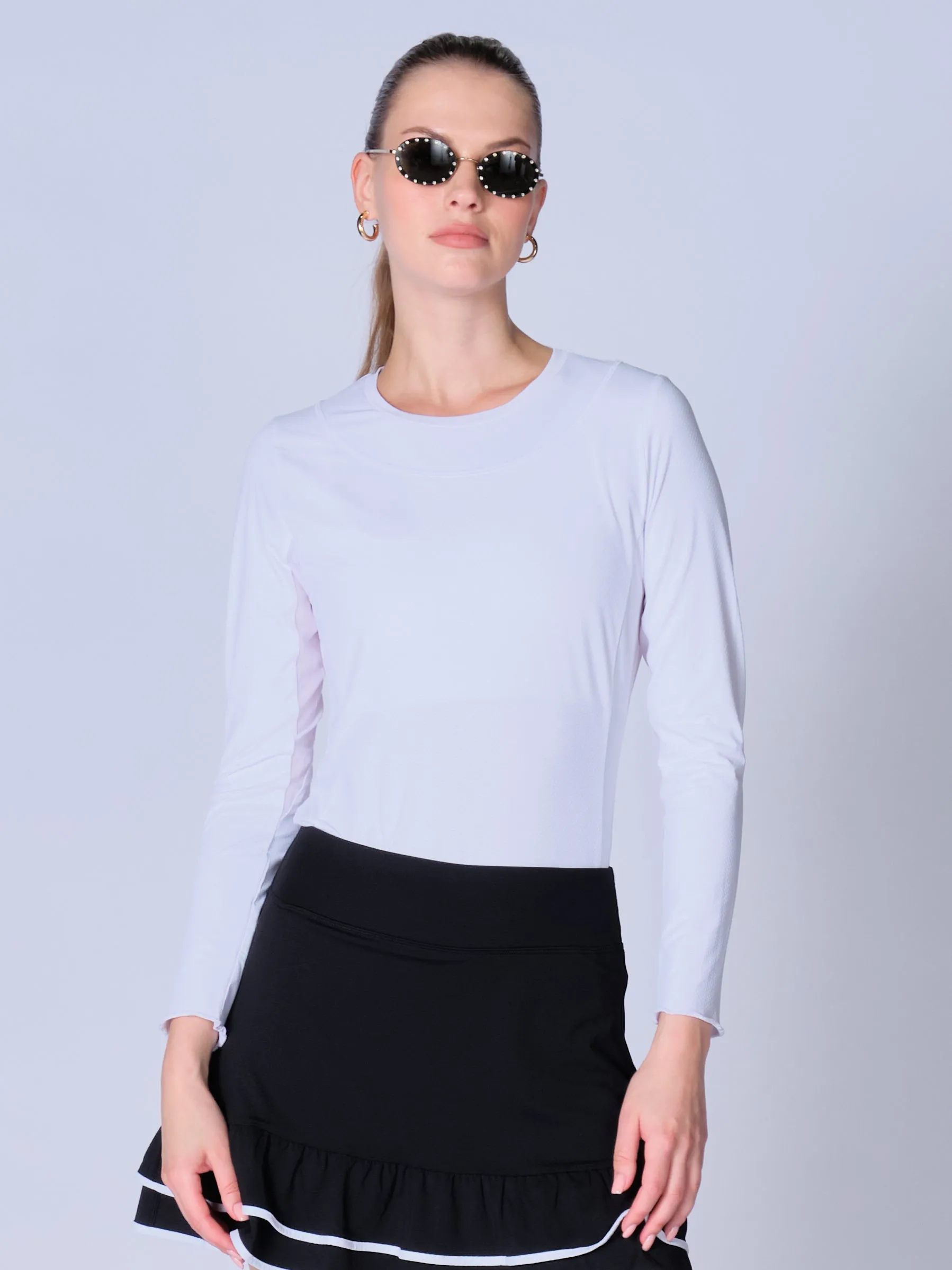 Kate Long Sleeve Top with Pearl Edge