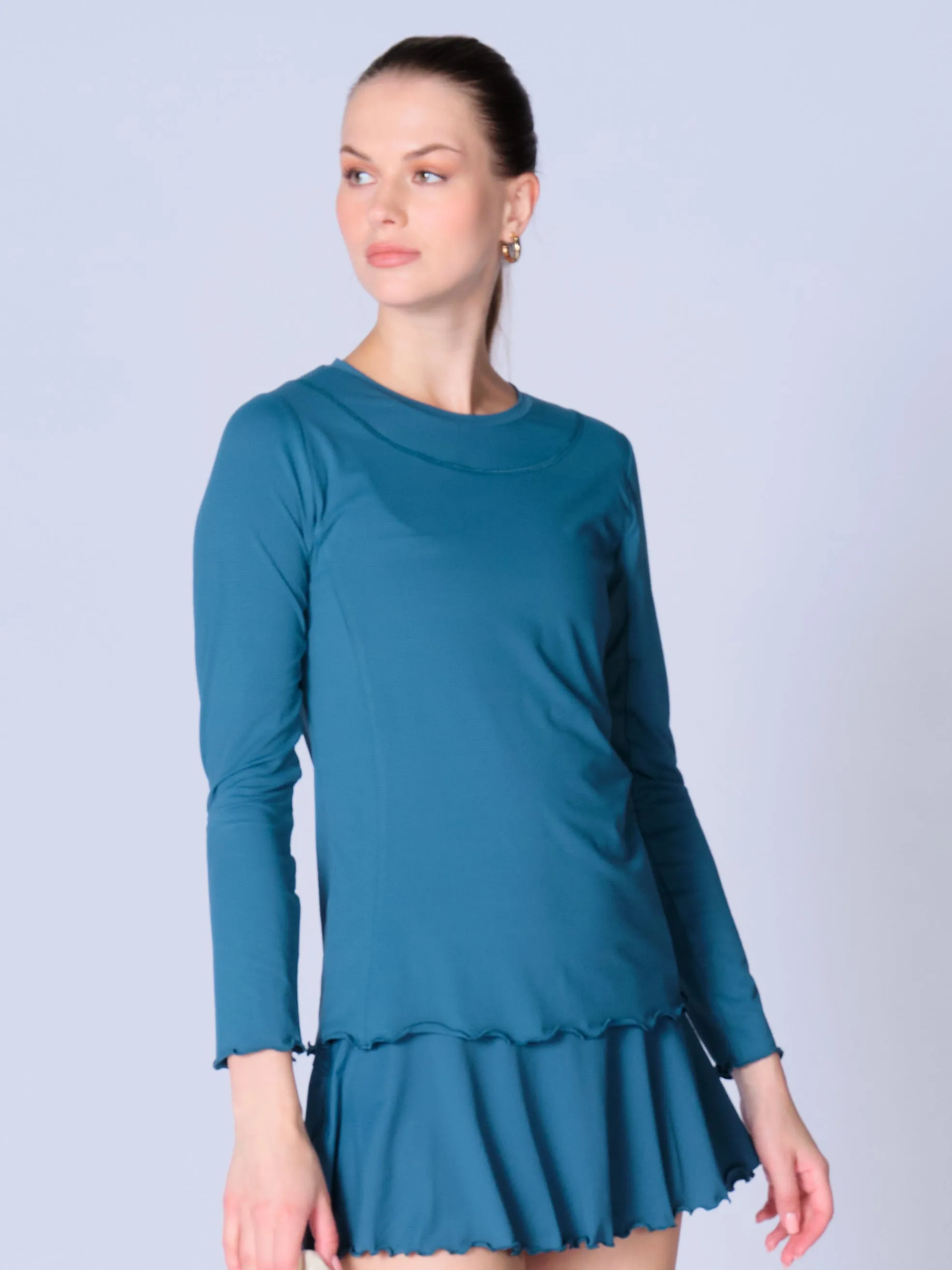 Kate Long Sleeve Top with Pearl Edge