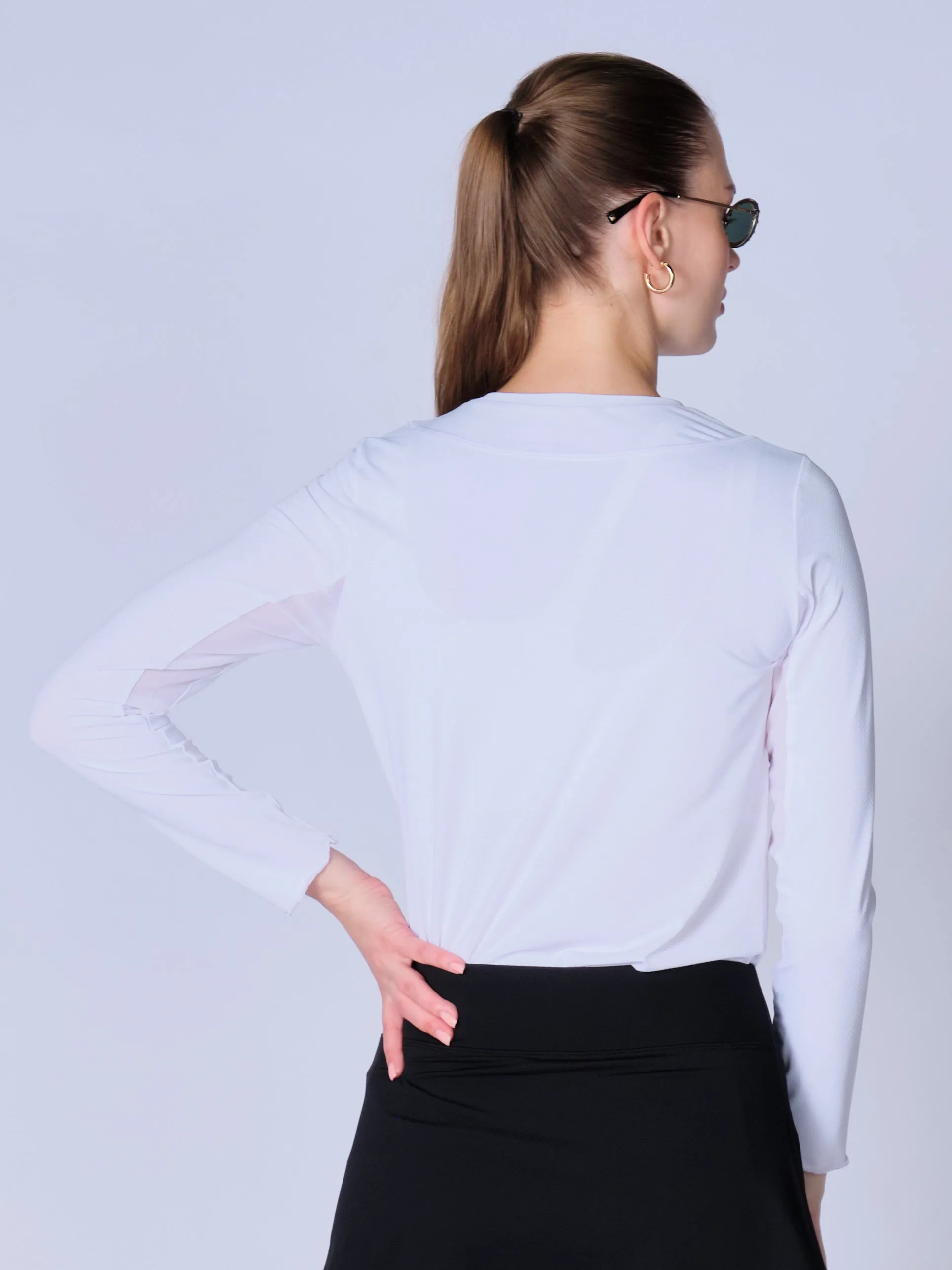 Kate Long Sleeve Top with Pearl Edge