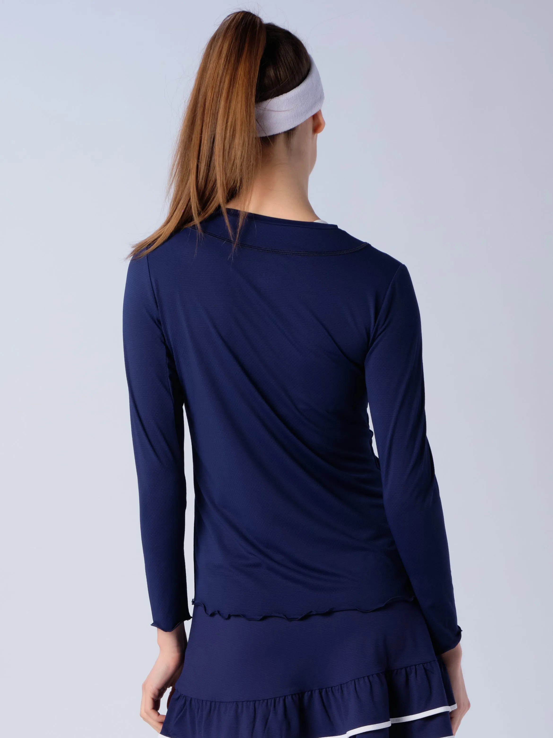 Kate Long Sleeve Top with Pearl Edge