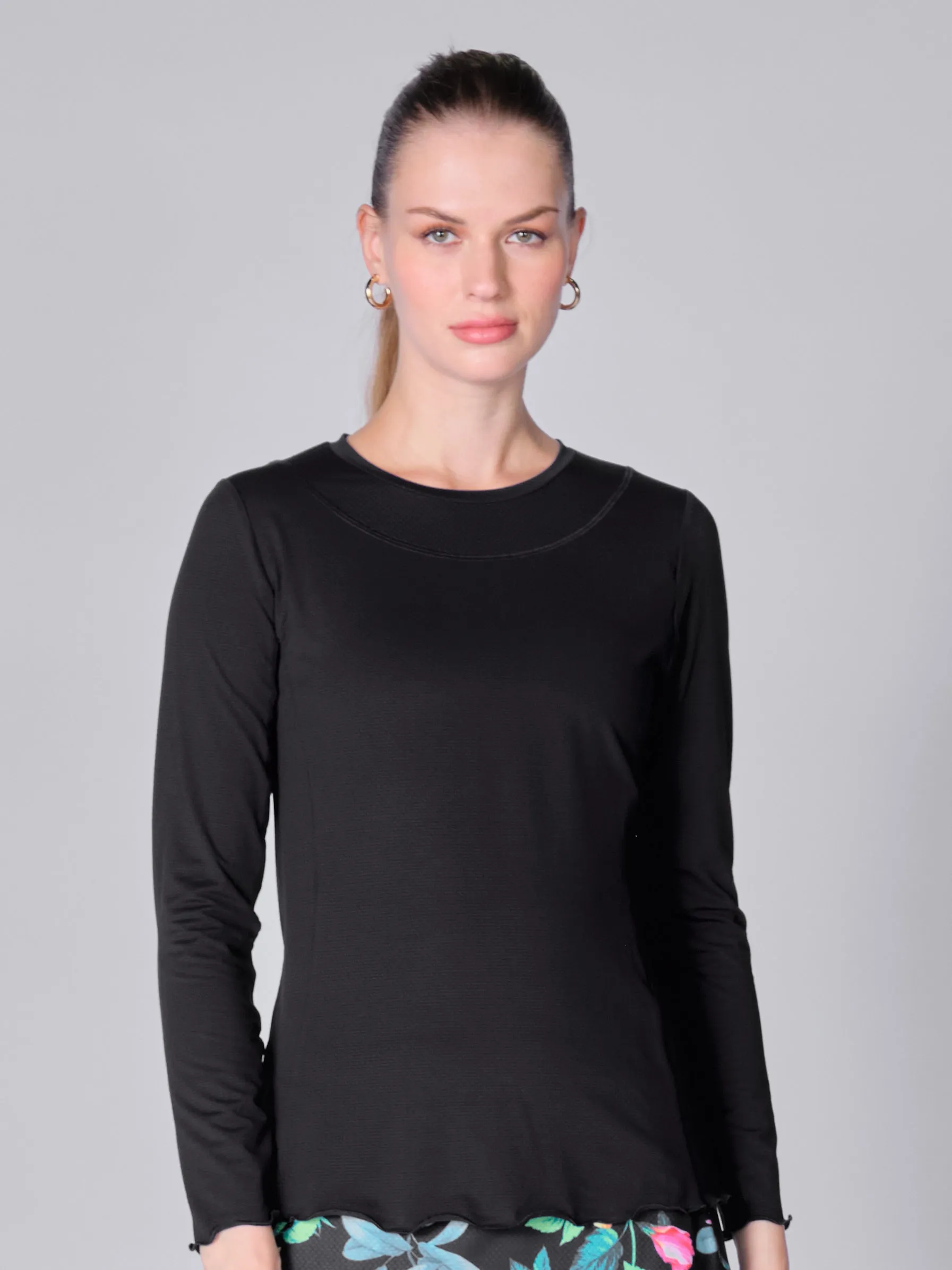 Kate Long Sleeve Top with Pearl Edge