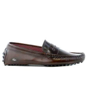 Lacoste Concours 15 SRM Driver Moccasin Loafer Fashion Shoe - Dark Brown - Mens