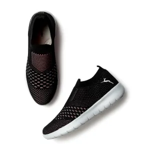 Marc Loire Women's Athleisure Knitted Active Wear Black Slip-On Shoes for Daily Walk, 3 UK