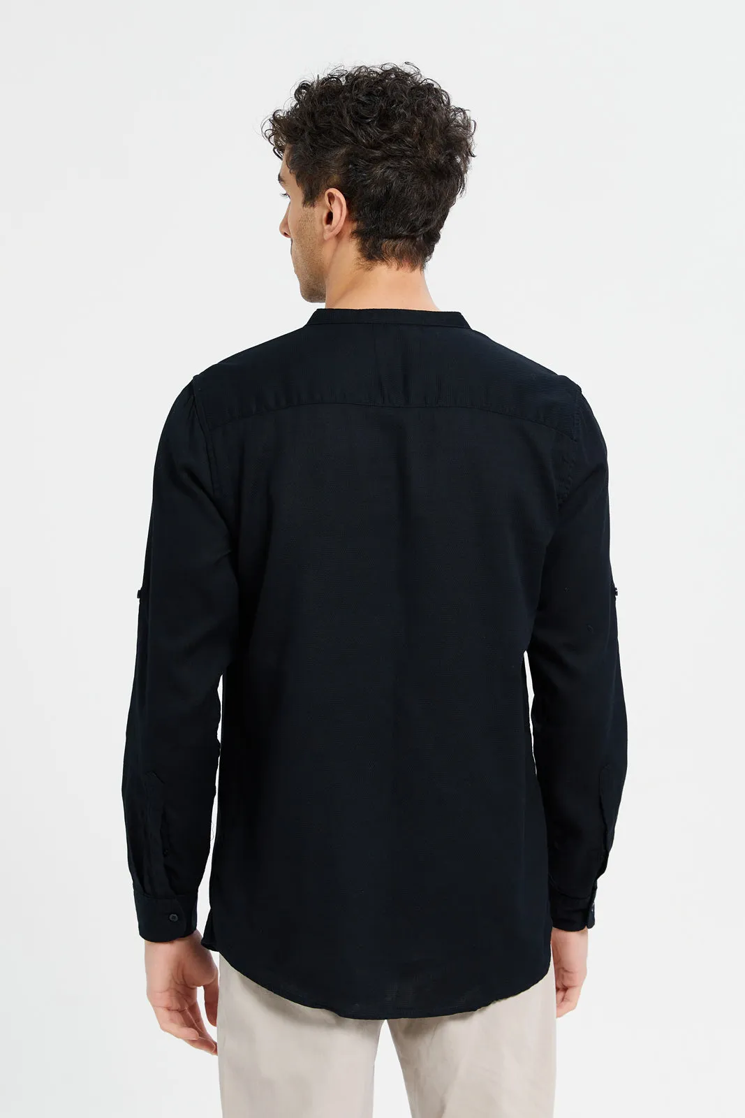 Men Black Solid Casual Shirt