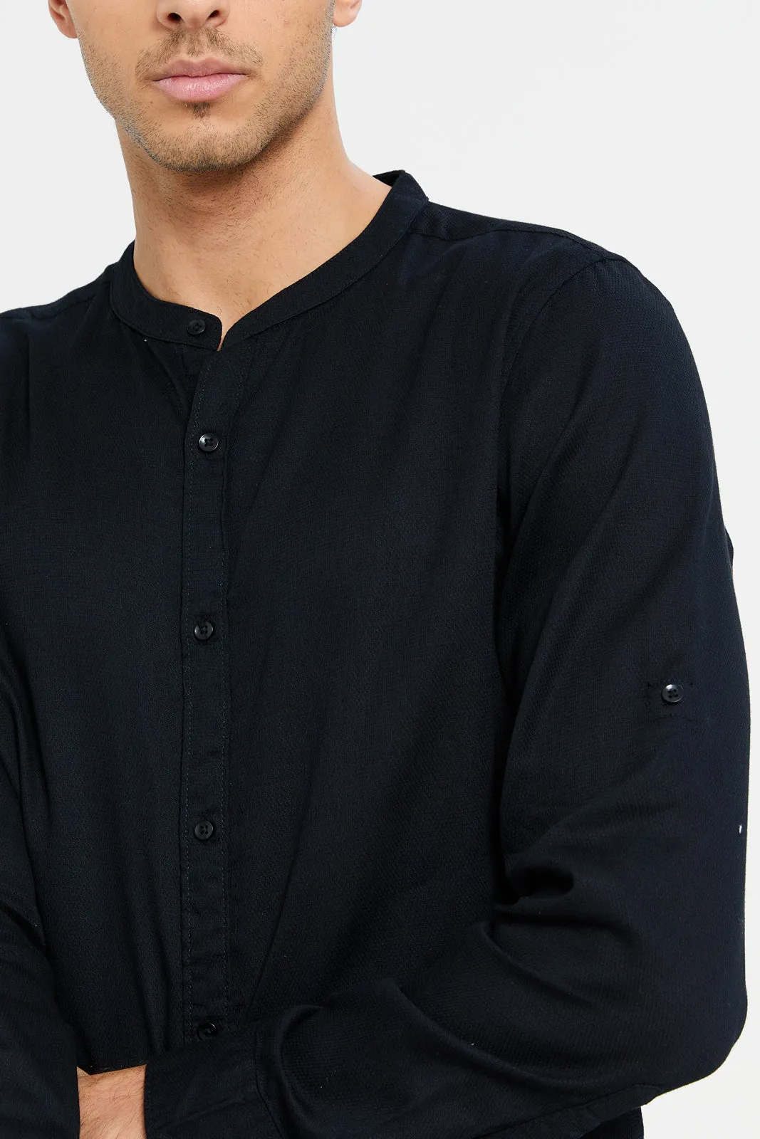 Men Black Solid Casual Shirt