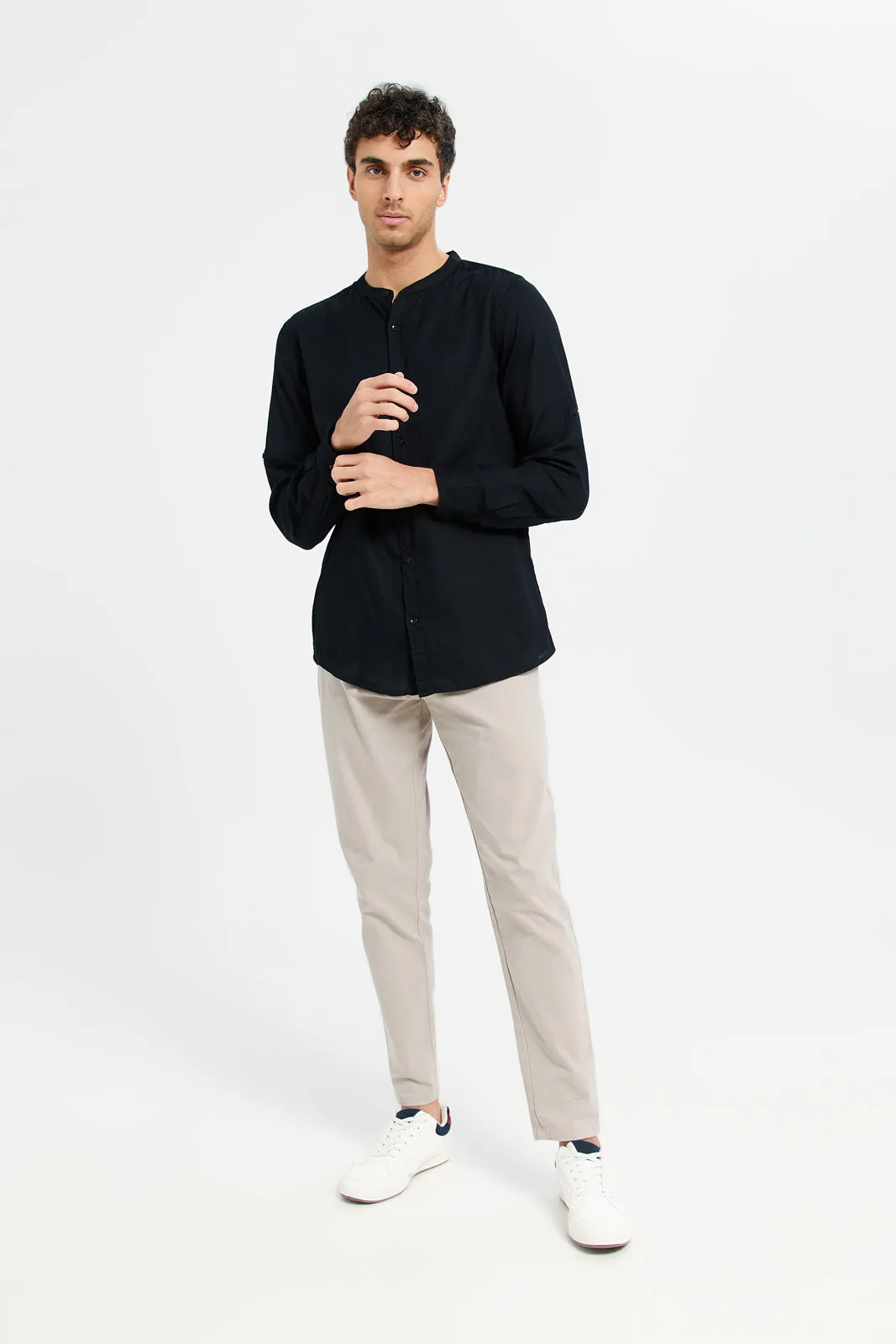 Men Black Solid Casual Shirt