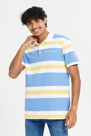 Men Blue Stripe Polo Shirt