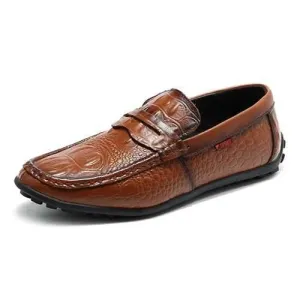 Men Comfortable Genuine Leather Driving Shoes Slip On Loafers Flats