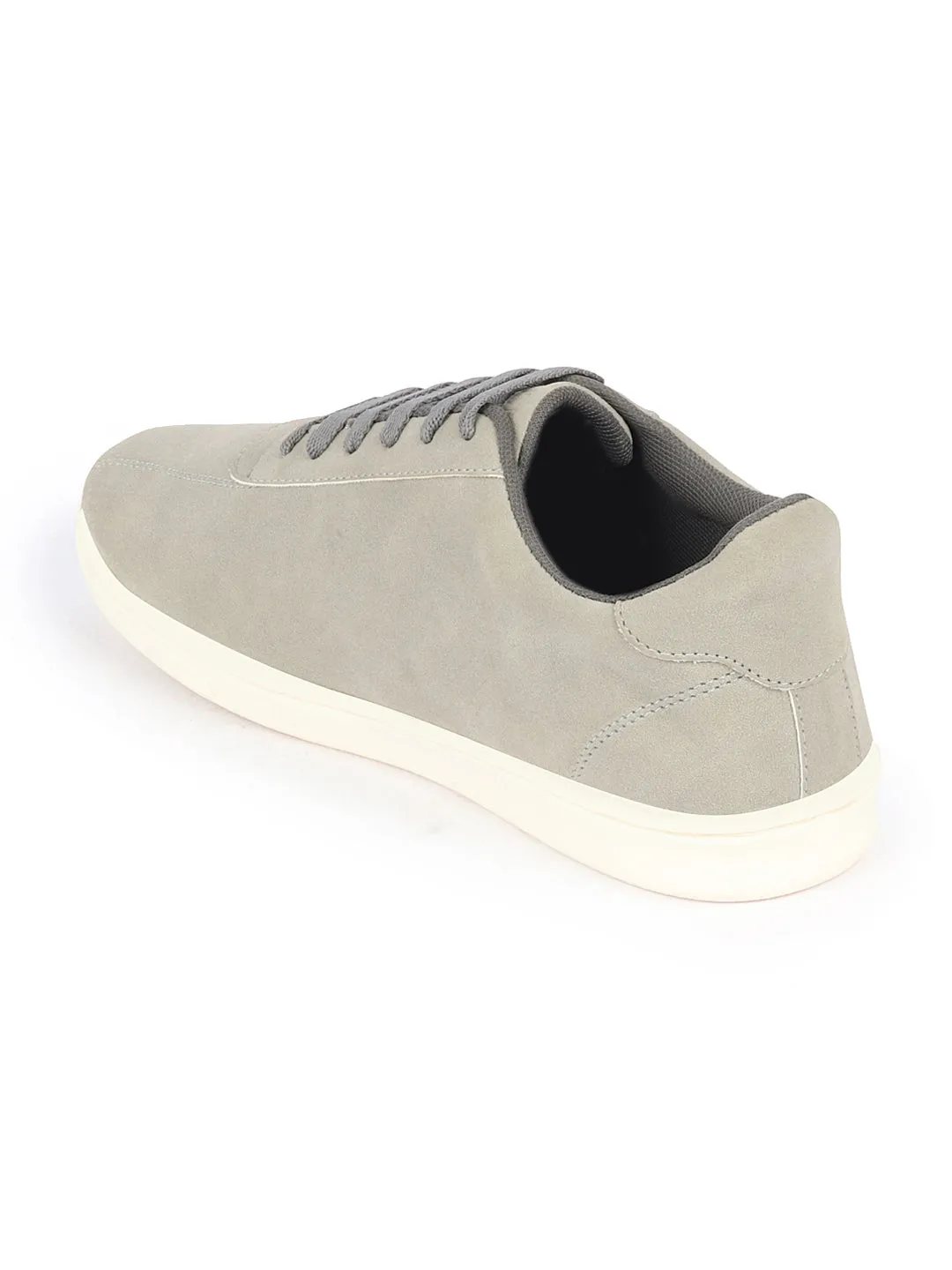 Men Grey Classic Embroidery Star Upper Soft Suede Leather Lace Up Sneakers Shoes