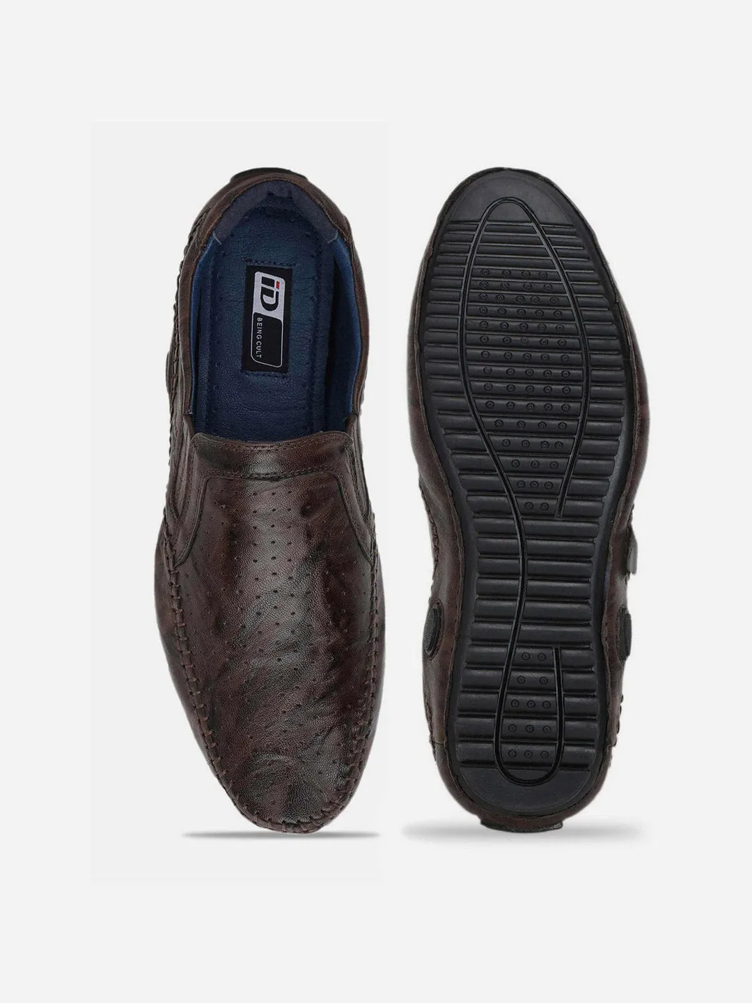 Men's Brown Crumble Leather Driving Slip On (ID1050)