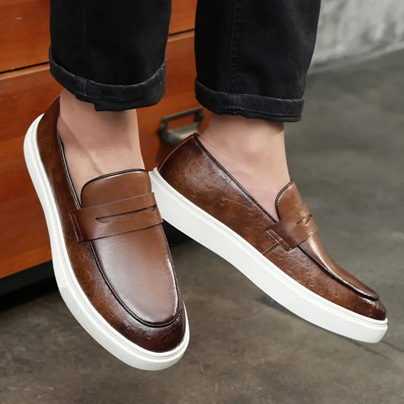 Men's slip on platform penny loafers